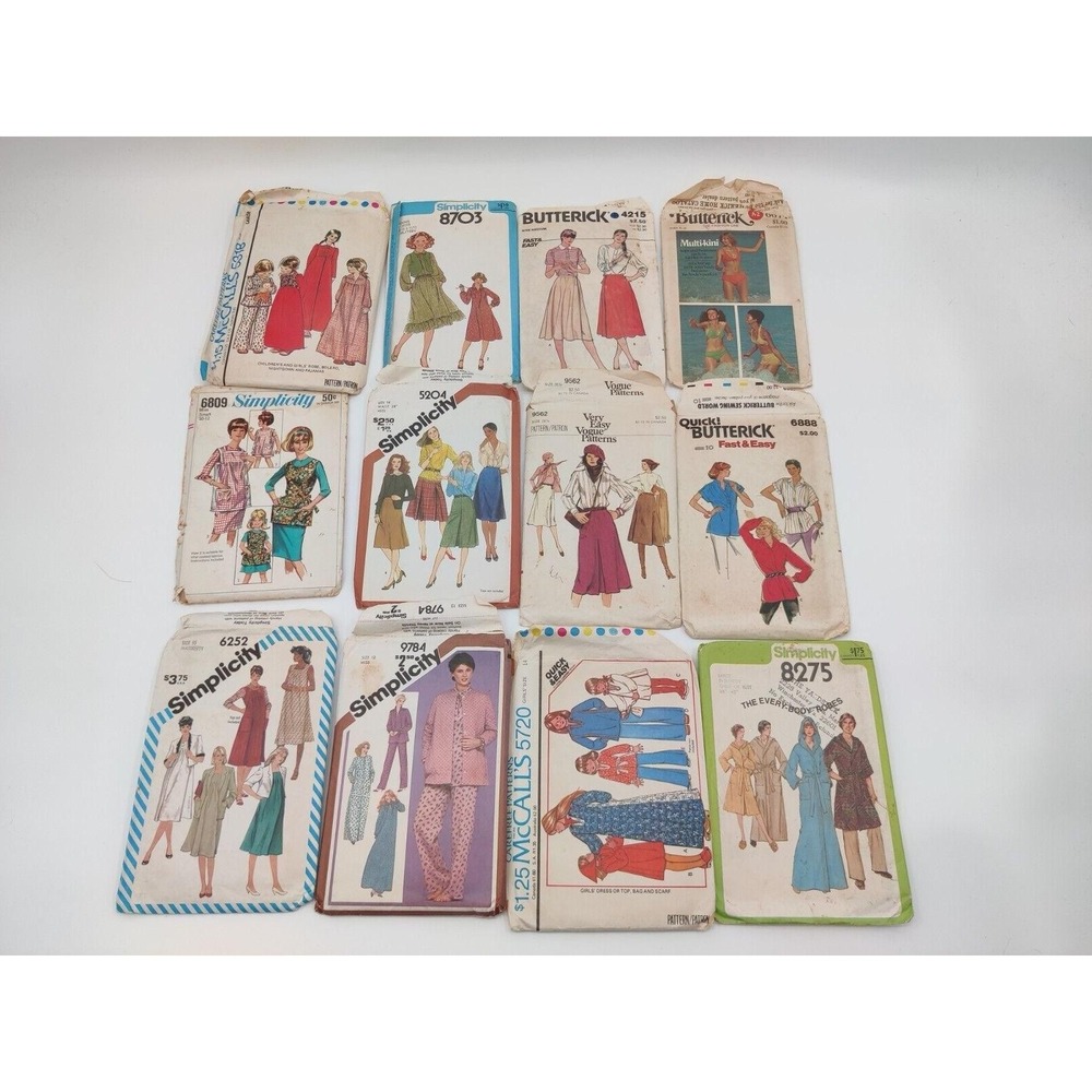 Assorted Vintage Sewing Patterns Women's Kids Assorted Multicolor Retro Fashion